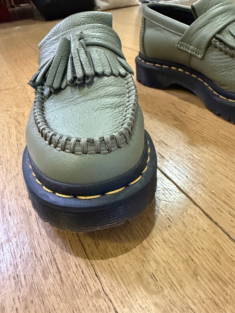 Dr. Martens Olive Green Tassel Moccasin Loafers - Picture 5 of 5